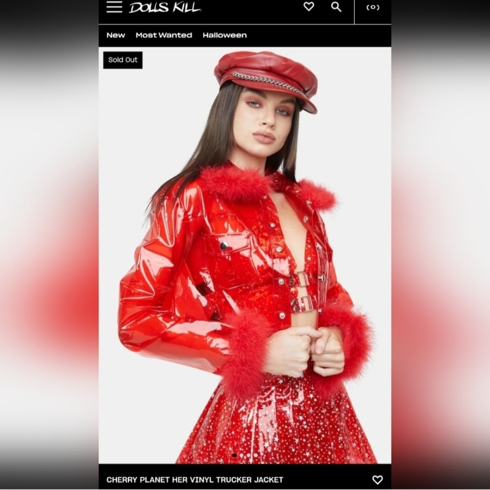 Dolls Kill Fiery Red Faux Fur Jacket - Picture 4 of 4